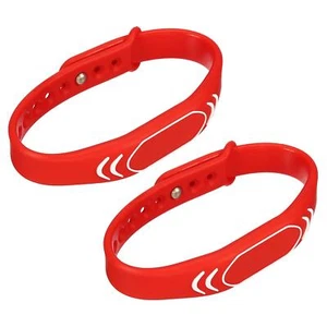 2Pcs ID Card Key Wristband RFID Proximity 125KHz TK4100 Read Only Token Red - Picture 1 of 6