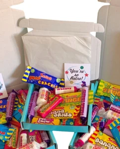 Pequeñas golosinas! Pequeña caja de dulces retro. Cumpleaños/Gracias etc. Personalizar - Imagen 1 de 14
