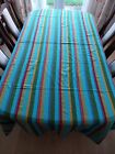 Large Multi Colour Blue Stripe IKEA Sigrid Wilj Tablecloth Cotton 226cm X 146cm