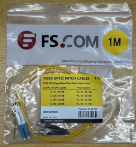 FS 1m (3ft) Fiber Patch Cable, 2 Fibers, LC UPC Duplex to ST UPC LOT | USA - Picture 1 of 2
