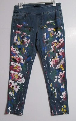 Pantalones de mezclilla para mujer Joseph Ribkoff pintados a mano talla 8 de EE. UU. Foto 1 de 4