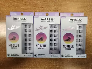 3 Pk: Kiss imPRESS Press On Falsies Eyelashes-Chic Wispy-12 Clusters Ea (6E2795) - Picture 1 of 6