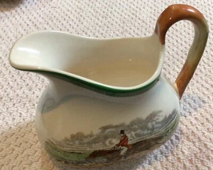 Fox Hunt Hunting Spode Green Rim Creamer Taking The Lead - Picture 1 of 6