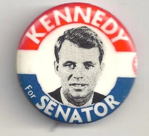 Bobby KENNEDY For SENATOR NY Pin ~  RFK Photo Pinback Button - Picture 1 of 2
