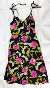 Milly Sz 6 Calla Lilly 100% Silk Floral Hawaiian Print Dress Black $395 NWT NEW - Picture 1 of 12