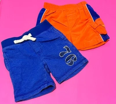 ATHLETIC WORKS/GYMBOREE-Bebés Niños Infantes 12M Conjunto de 2 Pares Pantalones Cortos ambos tienen un Bolsillo Foto 1 de 4