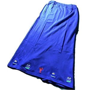 Quacker Factory Skirt Women Small Blue Maxi Nautical Lobster Lighthouse Beach - Picture 1 of 8