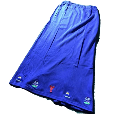 Quacker Factory Skirt Women Small Blue Maxi Nautical Lobster Lighthouse Beach - Image 1 of 4