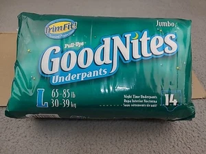 1x Calzoncillos GoodNites Vintage Jumbo Talla Grande 65-85 Lbs 14ct Nuevos - Imagen 1 de 7