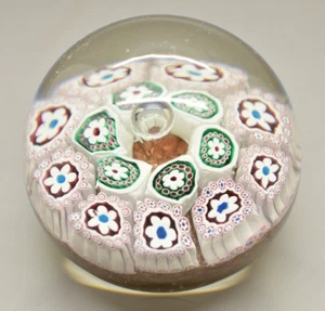 Rare Vintage Murano Millefiori Studio Art Glass Paperweight Pink & Red Fluss - Picture 1 of 9
