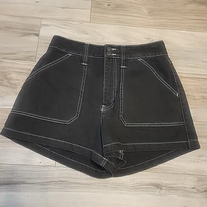 Hollister Curvy Ultra High Rise Vintage Relaxed  Mom Shorts Size 9 W 29 Black - Picture 1 of 11