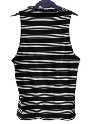 Maeve By Anthropologie Tank Top Size Large Striped Sleeveless Mock Neck Knitwear - Image 1 of 4