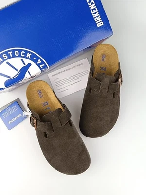 Birkenstock Boston Mocha Suede Leather Clogs Soft Footbed Shoes US 6-12 New - Image 1 of 4