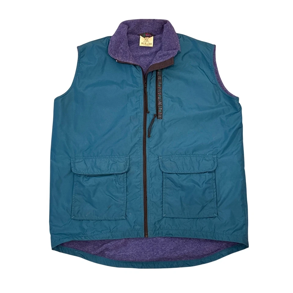 Vtg REI Teen XL 16-18 fleece lined vest retro teal purple 22x29 Aztec preppy  - Image 1 of 4