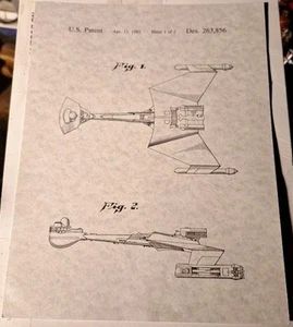 Star Trek Klingon Empire's K't'inga-class Raumschiff Patent Art 8,5"x11" Poster - Bild 1 von 1