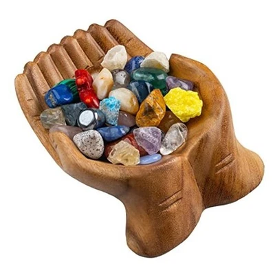  Cuenco de Ofrenda Manos Talladas - Soporte de Cristal para Piedras, Roca M Natural Foto 1 de 4