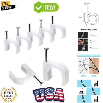 Clips de cable, 100 piezas, 10 mm, clips de pared de alambre con clavos de acero, gestores de cables... Foto 1 de 4