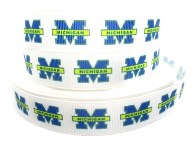 Michigan Wolverines 7/8" Grosgrain Ribbon YOUR CHOICE 5 or 10 Yard (University) - Image 1 of 3