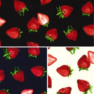 100 % algodón tela de popelín rosa y hubble fresa frutas de verano fresas - Imagen 1 de 4