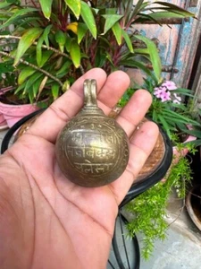 1890's Antique Old Brass Hand Forged Owner Name Marked Rare Bell 2.5 x 1.5" - Picture 1 of 16