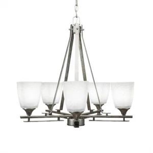 Toltec Uptowne 5 Light Chandelier, Silver, 4.5" White Muslin Glass - 325-AS-460 - Picture 1 of 1