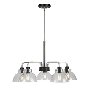 Forte Lighting Della 5 Light Chandelier, Black/Nickel/Clear - 2734-05-40 - Picture 1 of 1