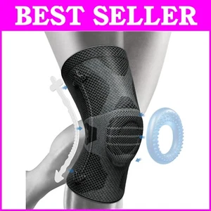 Breathable Knee Compression Sleeve with Patella Gel Pad - Instant Pain Relief - Picture 1 of 10