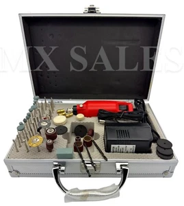 60 Pc Rotary Tool Kit Hobby Craft Cut Drill Grind Glass Jewelry Buffing Sanding - Picture 1 of 2