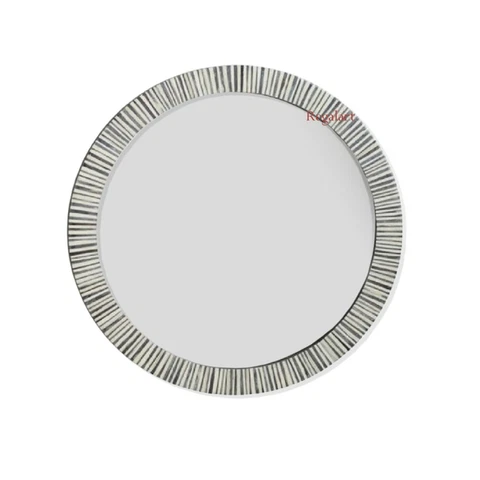 Handmade Bone Inlay Mirror Frame Round Wall Hanging Home Decorative Gift Art Cover