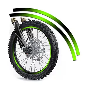 Kungfu Graphics Motorcycle Deco Rim Stickers Tire Decals Green Black, 16 Strips - Picture 1 of 1