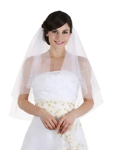 2T 2 Layer Floral Motifs Crystal Beaded Veil For Bridal Shower Wedding Party - Picture 1 of 8