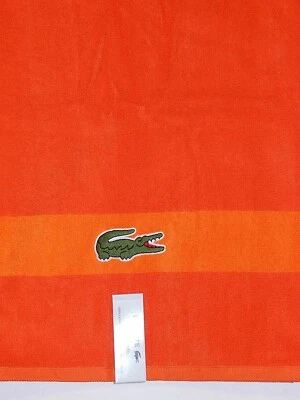 LACOSTE COCODRILO LOGO TOALLA DE BAÑO SURF NARANJA BRILLANTE 30" X 52" NUEVO AUTÉNTICO Foto 1 de 2