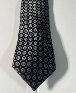 Corbata de cuello Calvin Klein mezcla de seda negra círculo manchado patrón precio de venta sugerido por el fabricante 69,50 USD nueva con etiquetas - Imagen 1 de 4