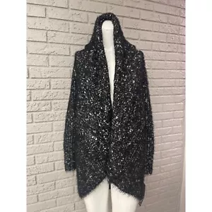 Xoxo Black & White Women Cocoon Open Front Cardigan Size M NWT - Picture 1 of 8