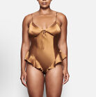 NWT $118 Skims Silk Teddy Bodysuit In Bronze Size Small