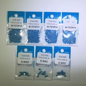 Lote de cuentas bicónicas AB facetadas cristal turquesa de 4 mm - Cuenta total 324 - Imagen 1 de 3