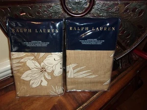 NIP Ralph Lauren Haluna Bay Floral Tan/Black/Cream Euro Shams (2) - Picture 1 of 3