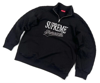 Auth Men's SUPREME Forever SS19 Half Zip Sweatshirt Black Cotton Sweaters L/XL - Image 1 of 4