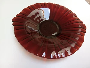 Anchor Hocking Ruby Red Old Cafe Depression Glass 2 Handle Plate 8.5" Glossy USA - Picture 1 of 21