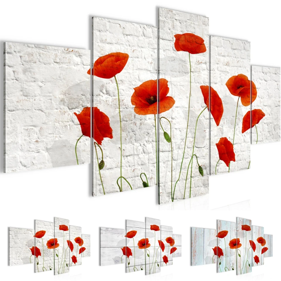 Wandbilder Wohnzimmer XXL Blumen Mohnblumen Moderne Bild Ziegel - Bild 1 von 1