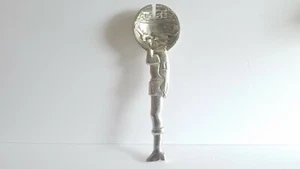 Cuerno cuchara músico metal fundido vintage 11" de largo con abertura superior pesa aproximadamente 7 OZ - Imagen 1 de 11