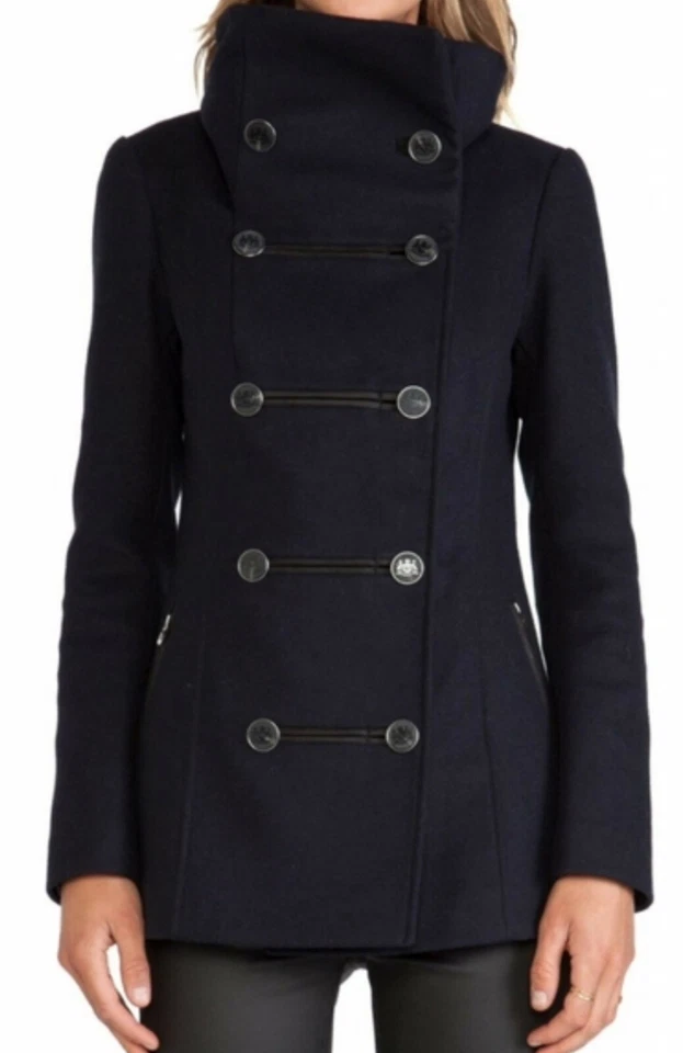 MACKAGE Black Milly Coat w Leather Trim Medium $990 NWT! - Image 1 of 4