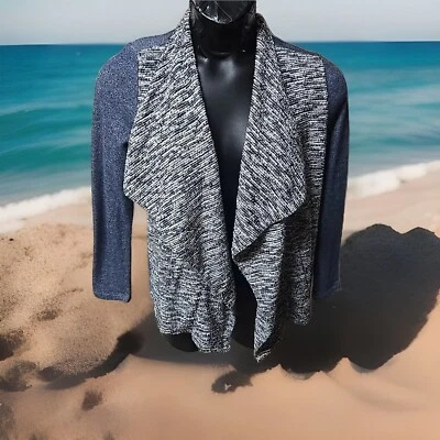 Cárdigan envolvente Lucky Brand frente abierto suéter chaqueta drapeada azul jaspeado talla S Foto 1 de 4