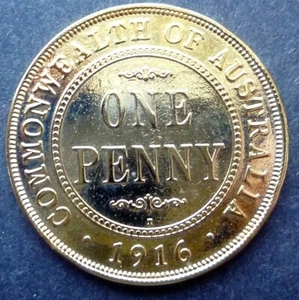 Australia 1916 - - Large One Penny coin. free shipping - Picture 1 of 2