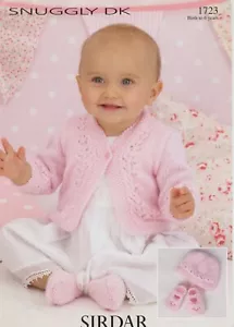Sirdar Snuggly DK KNITTING PATTERN 1723 Cardigan, Hat & Shoes Baby Child 0-6yr - Picture 1 of 2