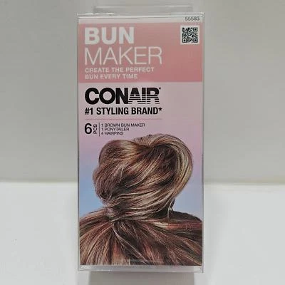 New Conair Brown Bun Maker Set - Easy Hair Styling - Image 1 of 4