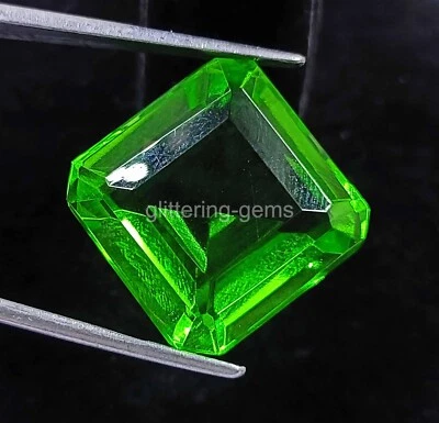Top Quality 33 Ct Certified Green Moldavite Emerald Shape Loose Gemstone 4AUY - Image 1 of 4