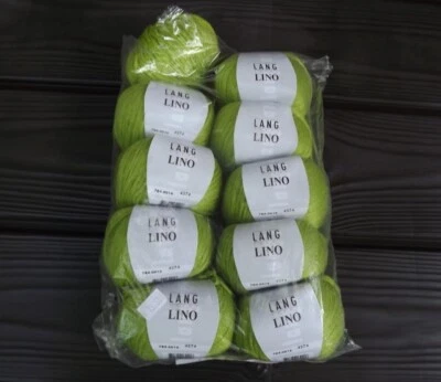 Lang Yarn Lino, 100 % linen,  10 x 121 yards, 0016 chartreuse, New, last bag - Image 1 of 3