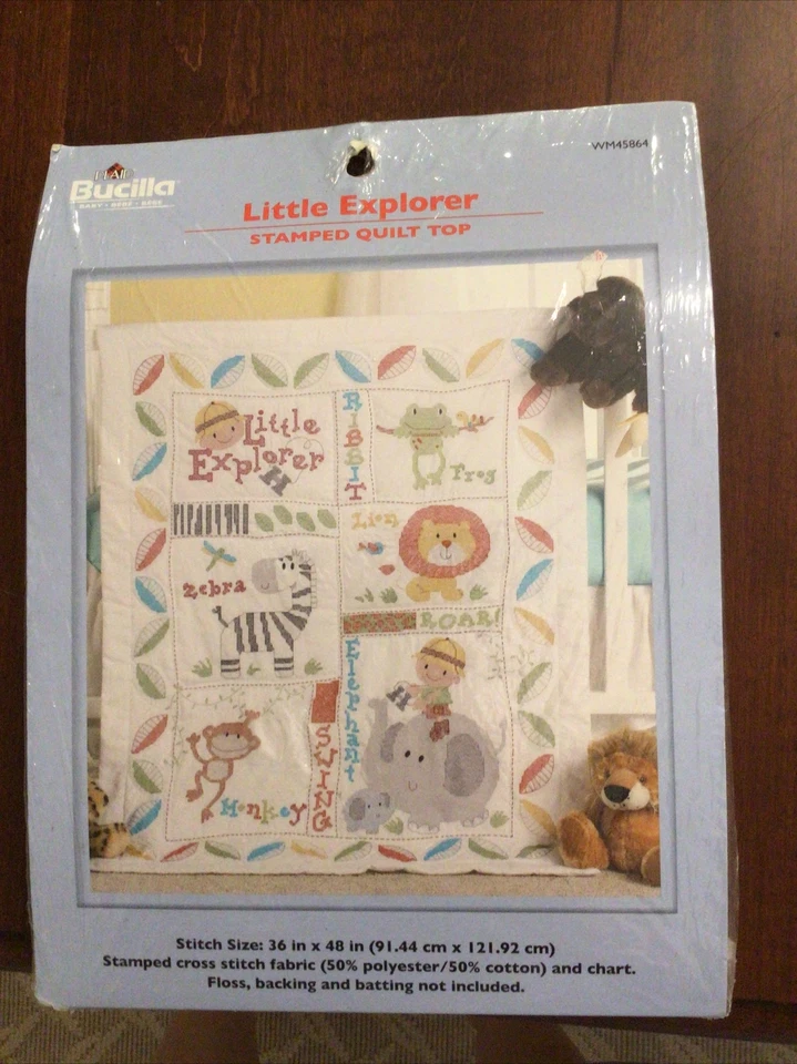 Bucilla Little Explorer Stamped Quilt Top Cross Stitch WM45864