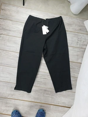 New Eileen Fisher Black Slim Ankle Pant 1X Side Zip Organic Cotton Stretch Twill - Image 1 of 4